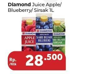 Promo Harga DIAMOND Juice Apple, Blueberry, Sirsak 1000 ml - Carrefour