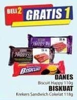 Promo Harga DANES Biscuit Happy 110 g/BISKUAT Krekers Sandwich Cokelat 118 g  - Hari Hari