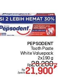 Promo Harga Pepsodent Pasta Gigi Pencegah Gigi Berlubang White 190 gr - LotteMart