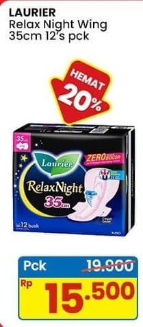 Promo Harga Laurier Relax Night 35cm 12 pcs - Indomaret