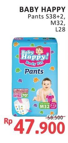 Promo Harga Baby Happy Body Fit Pants S38+2, M32, L28 28 pcs - Alfamidi