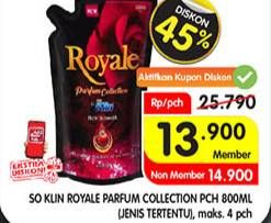 Promo Harga SO KLIN Royale Parfum Collection 370 ml - Superindo