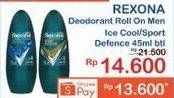 Promo Harga REXONA Men Deo Roll On Ice Cool, Sport Defence 45 ml - Indomaret