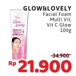 Promo Harga Glow & Lovely (fair & Lovely) Facial Foam Brightening Multi Vitamin, Bright C Glow Vitamin C 100 gr - Alfamidi