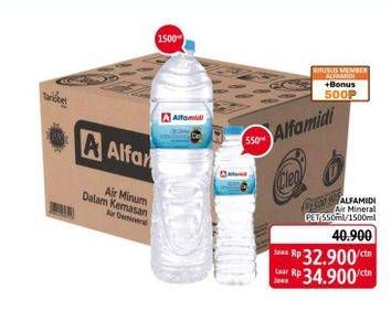 Promo Harga ALFAMIDI Air Mineral PET 550ml/1500ml  - Alfamidi