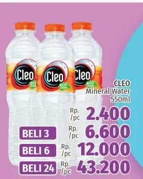 Promo Harga CLEO Air Minum per 3 botol 550 ml - LotteMart