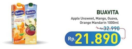 Promo Harga Buavita Fresh Juice Apple, Mango, Guava, Orange 1000 ml - Hypermart