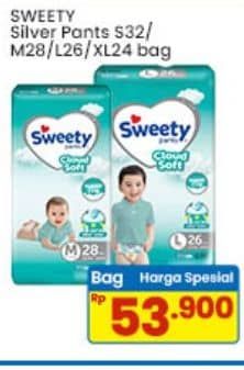 Promo Harga Sweety Silver Pants S32, M28, L26, XL24 24 pcs - Indomaret