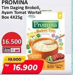 Promo Harga Promina Bubur Tim 8+ Daging Brocoli, Ayam Kampung Tomat Wortel 100 gr - Alfamart