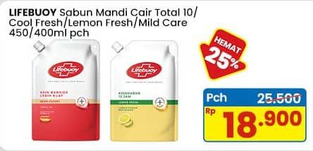 Promo Harga Lifebuoy Body Wash Total 10, Cool Fresh, Lemon Fresh, Mild Care 400 ml - Indomaret