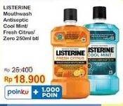 Promo Harga Listerine Mouthwash Antiseptic Cool Mint, Fresh Citrus, Fresh Citrus, Zero 250 ml - Indomaret