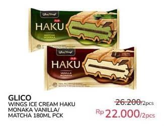 Promo Harga Glico Haku Vanilla Monaka, Matcha Monaka 180 ml - Indomaret