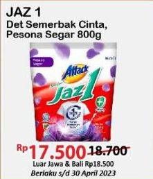 Promo Harga Attack Jaz1 Detergent Powder Semerbak Cinta, Pesona Segar 800 gr - Alfamart