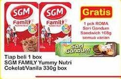 Promo Harga SGM Family Yummi Nutri Creamy Chocolate, Vanilla 330 gr - Indomaret