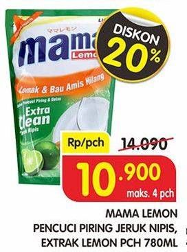 Promo Harga MAMA LEMON Cairan Pencuci Piring Jeruk Nipis, Lemon 780 ml - Superindo