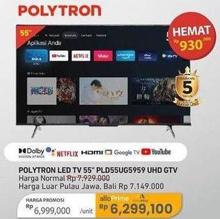 Promo Harga Polytron K UHD Smart Google TV 55 Inch PLD55UG5959  - Carrefour