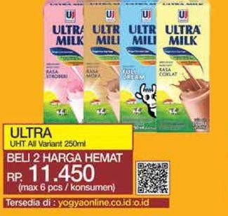 Promo Harga Ultra Milk Susu UHT All Variants 250 ml - Yogya