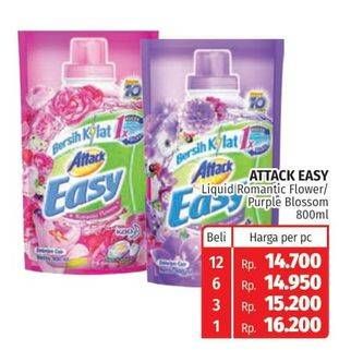 Promo Harga ATTACK Easy Detergent Liquid Purple Blossom, Romantic Flowers 800 ml - Lotte Grosir