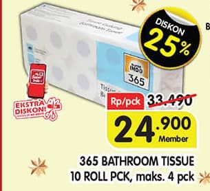 Promo Harga 365 Bathroom Tissue Coreless, Embossed 10 roll - Superindo