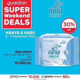 Promo Harga Bagus Nina Anion Pantyliner Natural Scent 15cm 20 pcs - Guardian