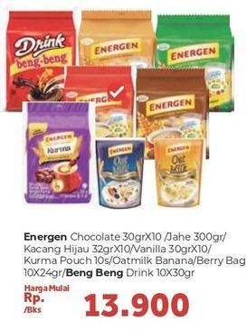 Promo Harga ENERGEN Chocolate/Vanilla/Kurma 10x30gr / Kacang Hijau 10x32gr / jahe 300gr / Oatmilk Banana/Berry 10x24gr / BENG-BENG Drink 10x30gr  - Carrefour