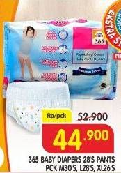 Promo Harga 365 Baby Diapers M30, L28, XL26 26 pcs - Superindo