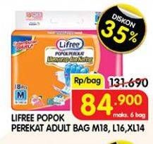 Promo Harga Lifree Popok Perekat Menyerap dan Kering L16, M18, XL14 14 pcs - Superindo