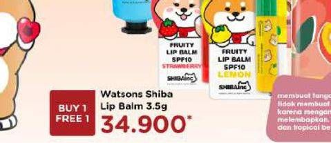 Promo Harga WATSONS Fruity Lip Balm Shiba Lemon, Shiba Strawberry 3 gr - Watsons