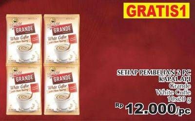 Promo Harga Kapal Api Grande White Coffee per 10 sachet 20 gr - Giant