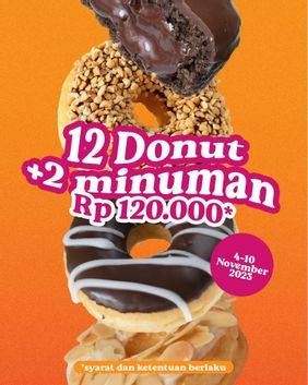 Promo Harga 12 Donut + 2 Minuman  - Dunkin Donuts