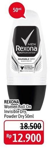 Promo Harga REXONA Men Deo Roll On Invisible + Antibacterial, Invisible Dry 45 ml - Alfamidi