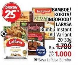 Promo Harga LARASA/INDOFOOD/KOKITA/BAMBOE Bumbu Instan 20 - 33gr  - LotteMart