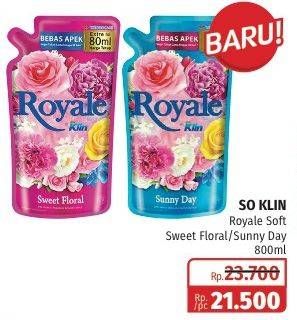 Promo Harga SO KLIN Royale Parfum Collection Sunny Day, Sweet Floral 800 ml - Lotte Grosir