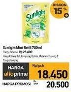Promo Harga Sunlight Pencuci Piring Anti Bau With Daun Mint 700 ml - Carrefour