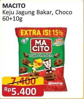 Promo Harga Macito Snack Keju Jagung Bakar, Triple Chocolate 70 gr - Alfamart