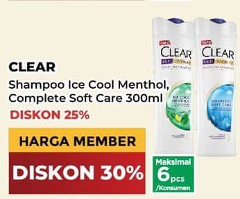 Promo Harga Clear Shampoo Ice Cool Menthol, Complete Soft Care 300 ml - Yogya