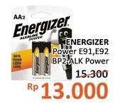 Promo Harga ENERGIZER Battery Alkaline Power, E91, E92 BP2  - Alfamidi