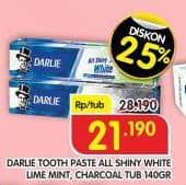 Promo Harga Darlie Toothpaste All Shiny White Lime Mint, All Shiny White Charcoal Clean 140 gr - Superindo