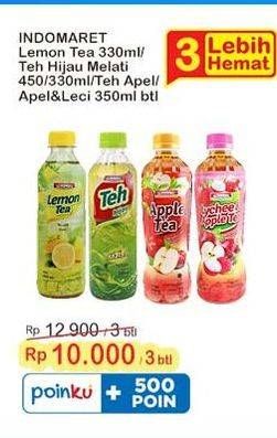 Promo Harga Indomaret Minuman Teh Lemon, Hijau Melati, Apel, Apel Leci 330 ml - Indomaret