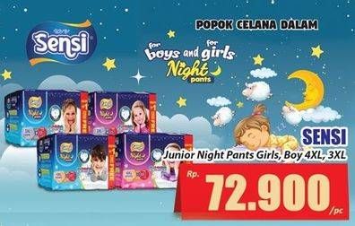 Promo Harga Sensi Night Pants Junior Size XXXL13, XXXXL11 11 pcs - Hari Hari