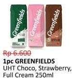 Promo Harga GREENFIELDS UHT Choco Malt, Full Cream, Strawberry 250 ml - Alfamidi