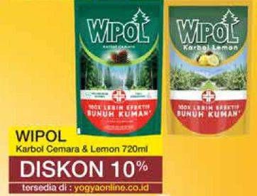 Promo Harga WIPOL Karbol Wangi Lemon, Cemara 750 ml - Yogya