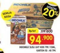 Promo Harga Indomilk Susu UHT Kids All Variants per 40 pcs 115 ml - Superindo