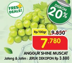 Promo Harga Anggur Shine Muscat 100 gr - Superindo