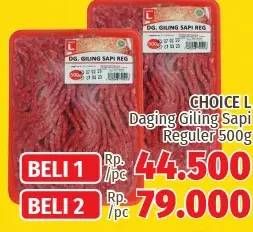 Promo Harga CHOICE L Daging Giling Sapi Reguler per 2 pouch 500 gr - LotteMart