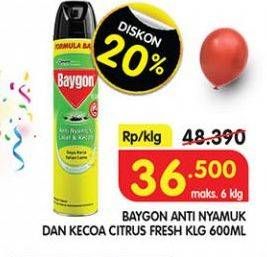 Promo Harga Baygon Insektisida Spray Citrus Fresh 600 ml - Superindo
