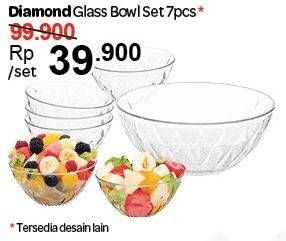 Promo Harga DIAMOND Glass Bowl Set 7 pcs - Carrefour