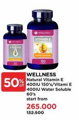 Promo Harga Wellness Natural Vitamin E-400 I.U/Vitamin E Water Soluble   - Watsons