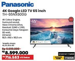 Promo Harga Panasonic TH-65NX600G | 4K Google LED TV 65 Inci  - COURTS