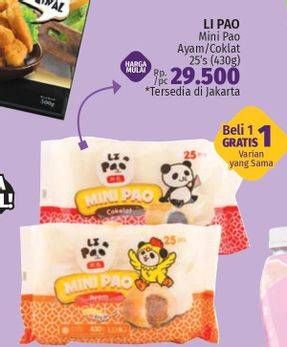Promo Harga LI PAO Mini Pao Ayam, Cokelat 430 gr - LotteMart